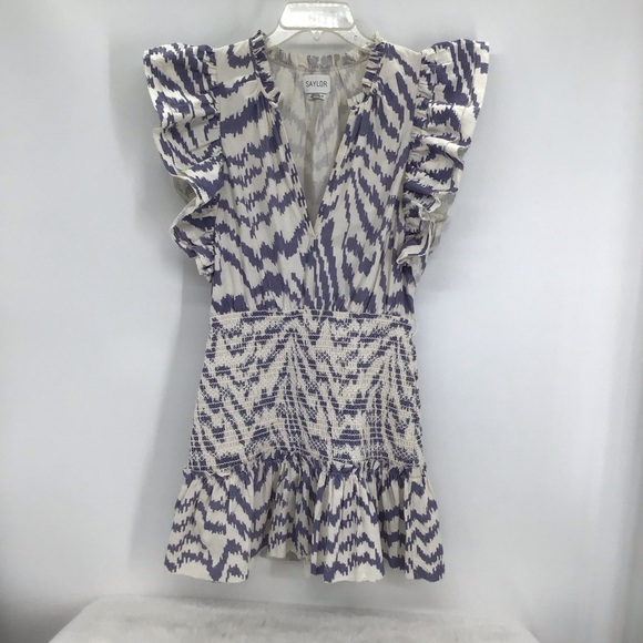 SAYLOR NYC Jaina Revolve Mini Dress Casual Beachy Cotton Indigo Size Medium - Picture 5 of 9